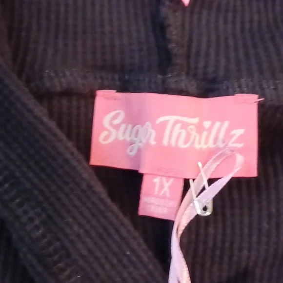 DOLLSKILL SUGAR THRILLZ 1X BLACK LONG-SLEEVED CAT ROMPER EARS ON HOOD BOWS/BELL - Picture 7 of 17